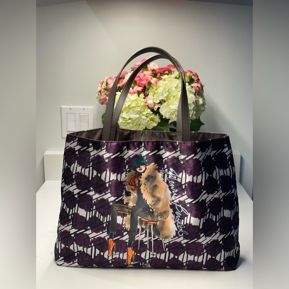 henri bendel Handbags - henri bendel Purple Patterned Canvas Tote with Illustration